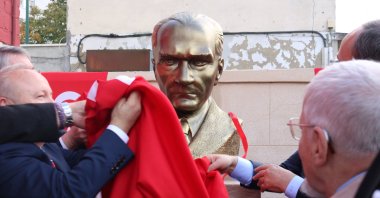 The first bust in France of Mustafa Kemal Atatürk, Epinay-sur-Seine, France, Oct. 27, 2024. (AA Photo)
