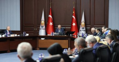 President Recep Tayyip Erdoğan attends a meeting of the Justice and Development Party (AK Party), in the capital Ankara, Türkiye, Jan. 13, 2025. (AA Photo)