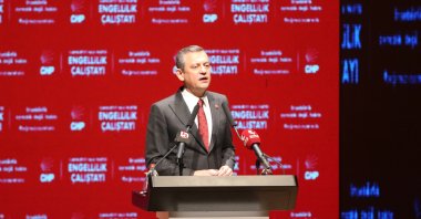 Republican People’s Party (CHP) leader Özgür Özel speaks at an event in Izmir, western Türkiye, Feb. 1, 2025. (AA Photo)