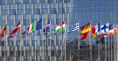 A flag-raising ceremony commences as NATO adds Finland, Brussels, Belgium, April 4, 2023 (Reuters Photo)