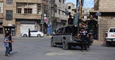 Syrian security forces secure the area following armed clashes in Jaramana town, near Damascus, Syria, April 29, 2025. (EPA Photo)
