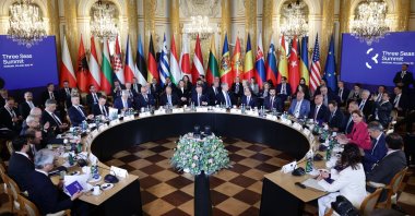 Participants, including Türkiye&#039;s Transport and Infrastructure Minister Abdulkadir Uraloğlu, attend the Three Seas Initiative Summit at the Royal Castle, Warsaw, Poland, April 29, 2025. (AA Photo)