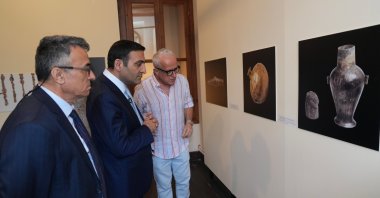 Beyoğlu Mayor Inan Güney and visitors explore the "Trojan Treasures: Please Come Back" exhibition, Istanbul, Türkiye, May 5, 2025. (Courtesy of Beyoğlu Municipality)