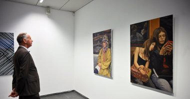 A visitor explores the artworks at the &quot;Thinking Europe&quot; exhibition, Brussels, Belgium, May 7, 2025. (AA Photo)