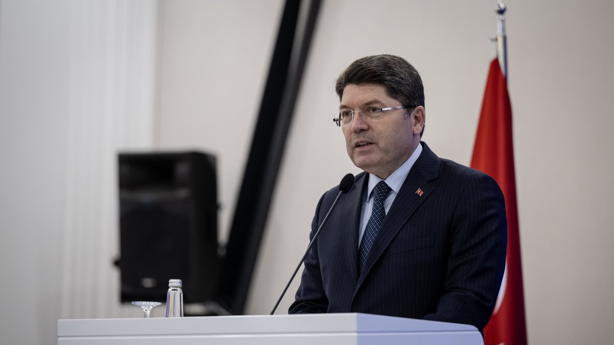 Justice Minister Yılmaz Tunç is seen during the signing of a protocol with the Social Security Ministry, Ankara, Türkiye, May 13, 2025 (AA Photo)