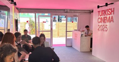 People gather at the Türkiye stand at the Cannes Film Festival, Cannes, France, May 14, 2025. (AA Photo)
