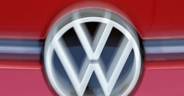 The VW logo is seen in the final inspection line of German carmaker Volkswagen&#039;s electric ID. 3 car, during a media tour, Dresden, Germany, May 14, 2025. (Reuters Photo)