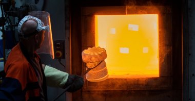 A worker produces a turbine engine component at PBS company, Velka Bites, Czechia, May 6, 2025. (Reuters Photo)