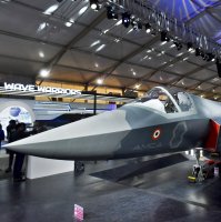 Visitors stand next to a prototype of the Advanced Medium Combat Aircraft (AMCA), India&#039;s most advanced stealth fighter jet, at the &quot;Aero India 2025&quot; air show, Yelahanka air base in Bengaluru, India, Feb. 11, 2025. (Reuters Photo)