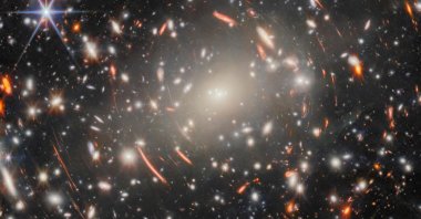 This undated handout image released by the European Space Agency (ESA) on May 27, 2025, shows an image of galaxy cluster Abell S1063 lying some 4.5 billion light-years from Earth in the constellation Grus (the Crane) taken by the James Webb Space Telescope. (AFP Photo)