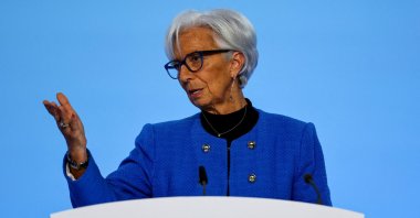 European Central Bank (ECB) President Christine Lagarde addresses the media, following the Governing Council&#039;s monetary policy meeting at the ECB headquarters, Frankfurt, Germany, Jan. 30, 2025. (Reuters Photo)