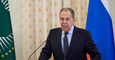 Russian Foreign Minister Sergei Lavrov speaks during a reception for diplomats from African countries to mark Africa Day in Moscow on May 26, 2025. (Photo by Alexander Zemlianichenko / POOL / AFP)