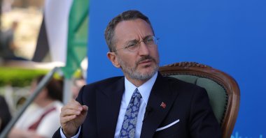 Türkiye’s Presidential Communications Director, Fahrettin Altun, speaks during the 24-hour live broadcast event “Don’t Stay Silent for Palestine,” Istanbul, Türkiye, May 31, 2025. (AA Photo)