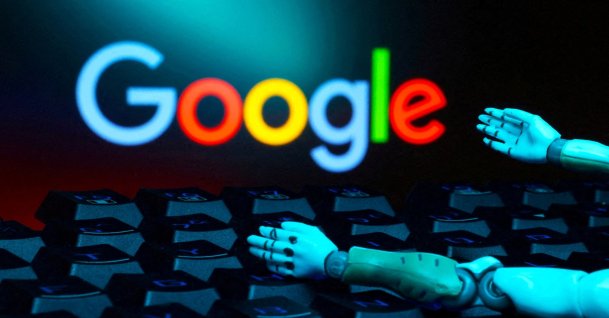 The Google logo, a keyboard and robot hands are seen in this illustration taken Jan. 27, 2025. (Reuters Photo)