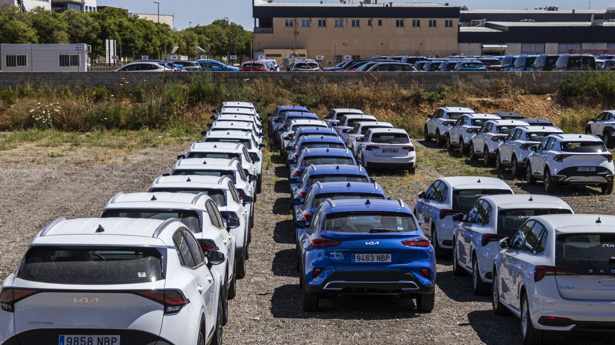 Rental vehicles parked next to Son Sant Joan Airport in Palma de Mallorca, Majorca Island, Spain, May 31, 2025. (EPA Photo)
