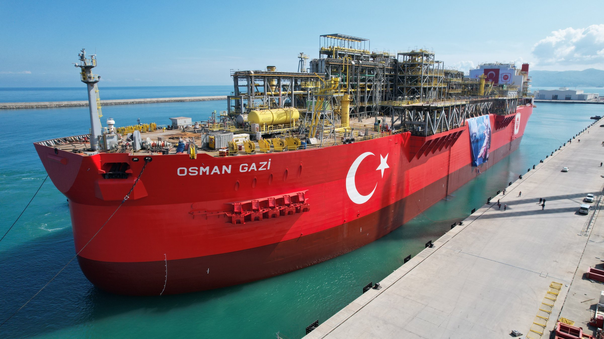 Floating natural gas platform Osman Gazi reaches the Black Sea port of Filyos, northern Zonguldak province, Türkiye, May 31, 2025. (DHA Photo)