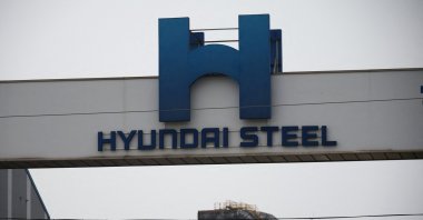 The logo of Hyundai Steel is pictured at its plant, Incheon, South Korea, April 16, 2025. (Reuters Photo)