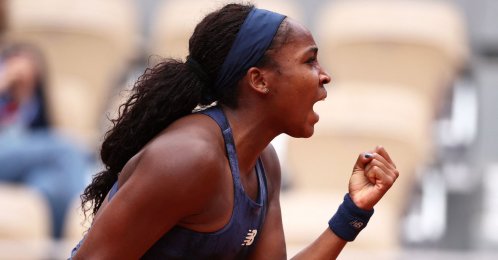 Coco Gauff celebrates after winning against Russia&#039;s Ekaterina Alexandrova at the end of their women&#039;s singles match on Day 9 of the French Open, Paris, France, June 2, 2025. (AFP Photo)