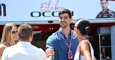 Belgian goalkeeper Thibaut Courtois (C) pictured before the start of the Formula One Grand Prix of Monaco at the Circuit de Monaco, Monte Carlo, Monaco, May 25, 2025. (EPA Photo)
