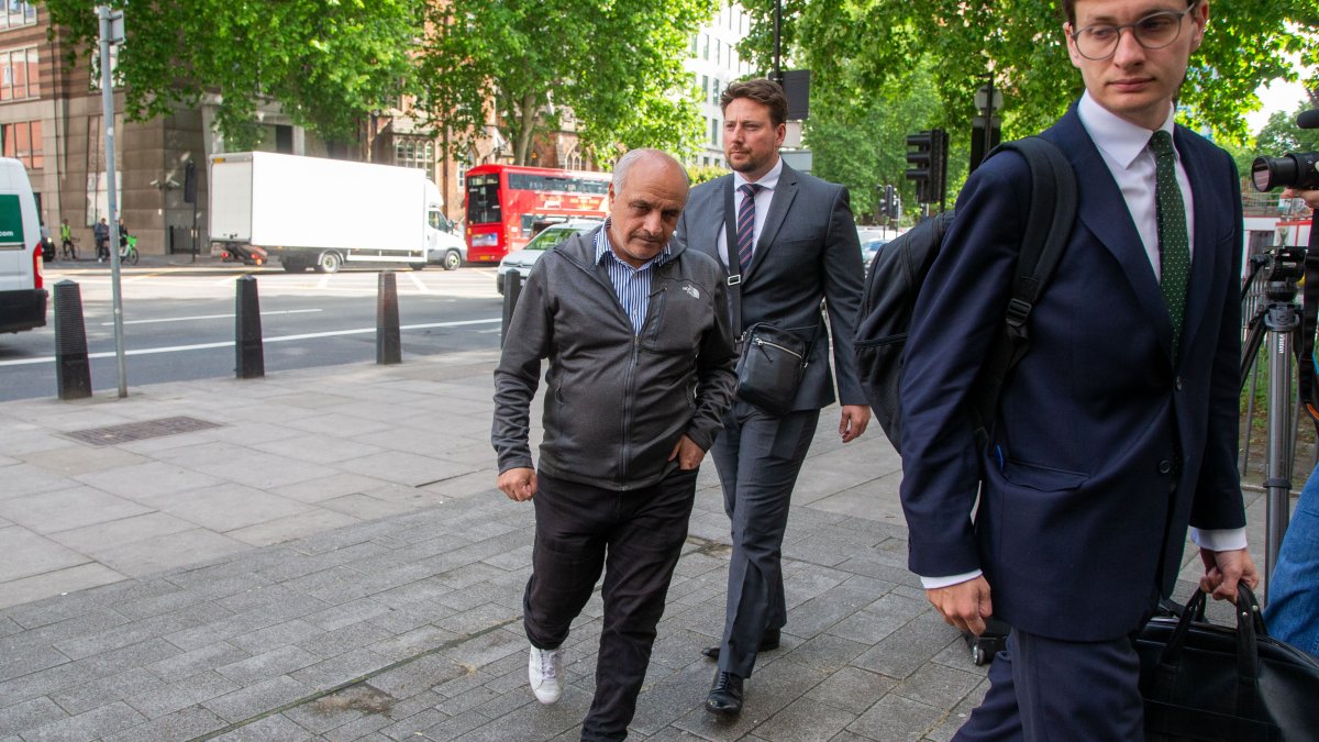 Hamit Coşkun arrives at  Westminster Magistrates&#039; Court to stand trial for burning a Quran outside the Turkish Embassy in London, May 28, 2025. (ZUMA Press Wire via Reuters)
